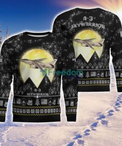 A-3 Skywarrior A3 Aircraft Moonlight Black Ugly Christmas Sweater Veteran Sweater Product Photo 2
