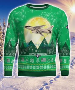 A-3 Skywarrior A3 Aircraft Moonlight Green Color 3D Ugly Christmas Sweater Product Photo 2