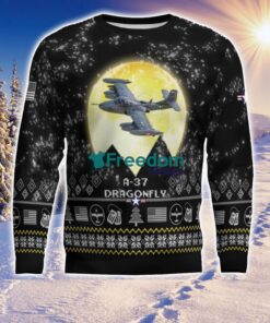 A 37 Dragonfly A37 Aircraft Moonlight Black Ugly Christmas Sweater Veteran Sweater image A-37 Dragonfly A37 Aircraft Moonlight Black Ugly Christmas Sweater Veteran Sweater Product Photo 3