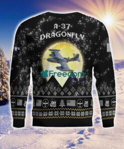 A 37 Dragonfly A37 Aircraft Moonlight Black Ugly Christmas Sweater Veteran Sweater image A-37 Dragonfly A37 Aircraft Moonlight Black Ugly Christmas Sweater Veteran Sweater Product Photo 4