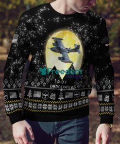 A 37 Dragonfly A37 Aircraft Moonlight Black Ugly Christmas Sweater Veteran Sweater image A-37 Dragonfly A37 Aircraft Moonlight Black Ugly Christmas Sweater Veteran Sweater Product Photo 5