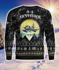 A-4 Skyhawk A4 Aircraft Moonlight Black Ugly Christmas Sweater Veteran Sweater Product Photo 2