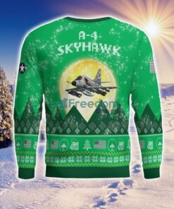 A-4 Skyhawk A4 Aircraft Moonlight Green Color 3D Ugly Christmas Sweater Product Photo 2