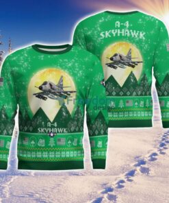 A-4 Skyhawk A4 Aircraft Moonlight Green Color 3D Ugly Christmas Sweater