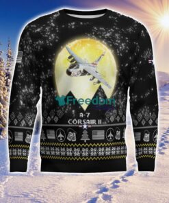 A-7 Corsair II A7 Aircraft Moonlight Black Ugly Christmas Sweater Veteran Sweater Product Photo 2