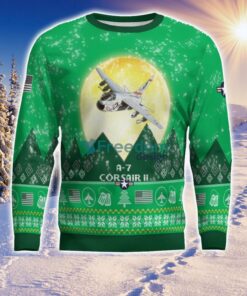 A-7 Corsair II A7 Aircraft Moonlight Green Color 3D Ugly Christmas Sweater Product Photo 2