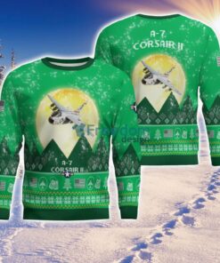 A-7 Corsair II A7 Aircraft Moonlight Green Color 3D Ugly Christmas Sweater