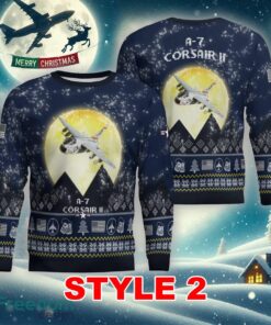 A-7 Corsair II A7 Aircraft Moonlight Multi Color Knitted Christmas Sweater Gift For Men And Women - A-7 Corsair II A7 Aircraft Moonlight Ugly Christmas Sweater_11