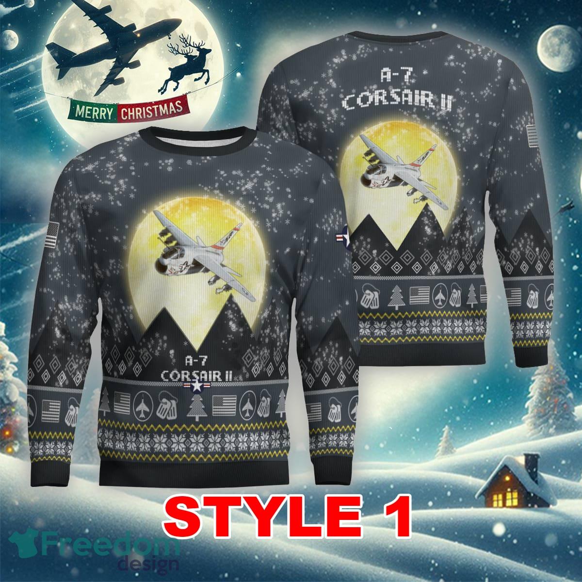 A 7 Corsair II A7 Aircraft Moonlight Multi Color Knitted Christmas Sweater Gift For Men And Women image A-7 Corsair II A7 Aircraft Moonlight Multi Color Knitted Christmas Sweater Gift For Men And Women - A-7 Corsair II A7 Aircraft Moonlight Ugly Christmas Sweater_1