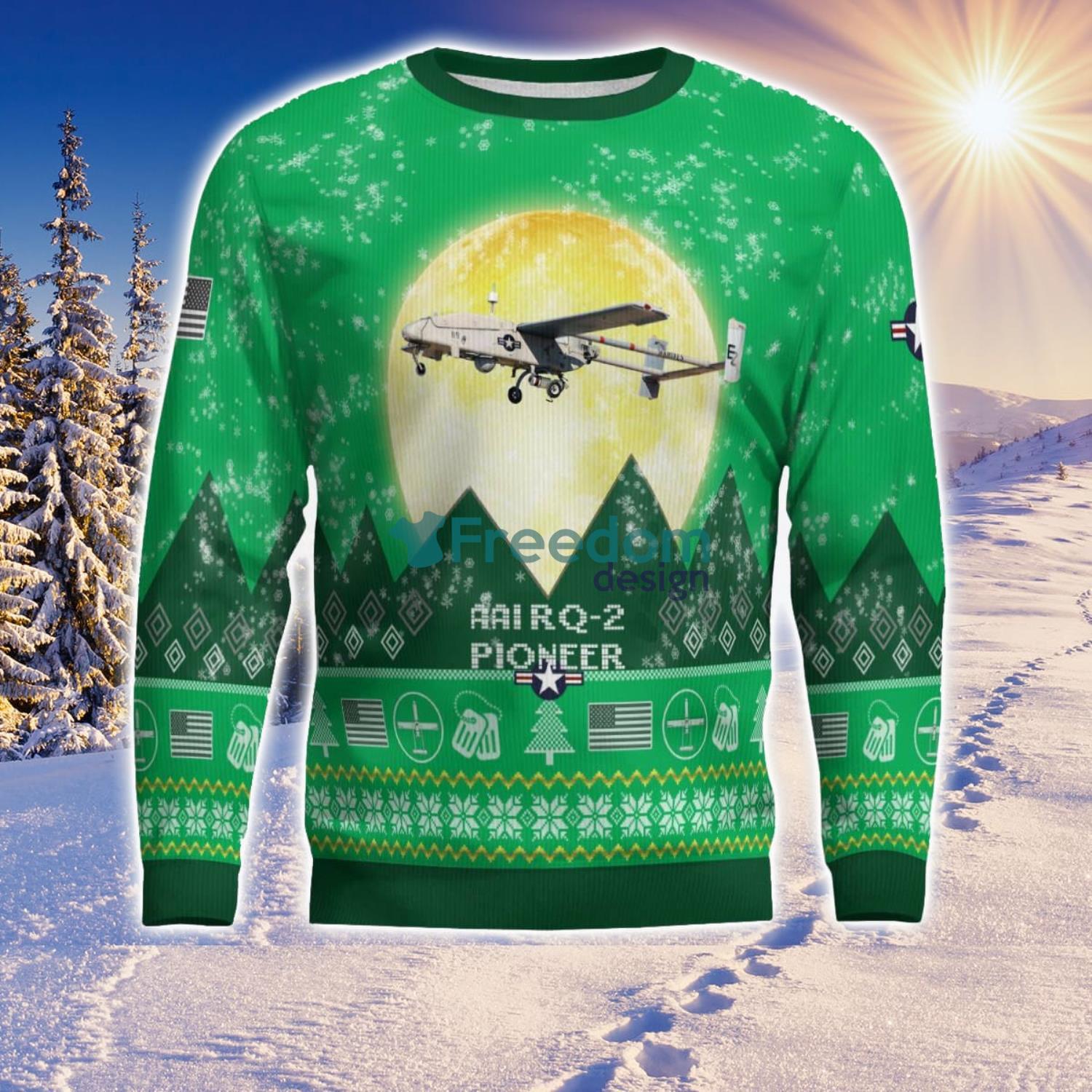 AAI RQ-2 Pioneer RQ2 Aircraft Moonlight Green Color 3D Ugly Christmas Sweater AAI RQ-2 Pioneer RQ2 Aircraft Moonlight Green Color 3D Ugly Christmas Sweater Product Photo 2