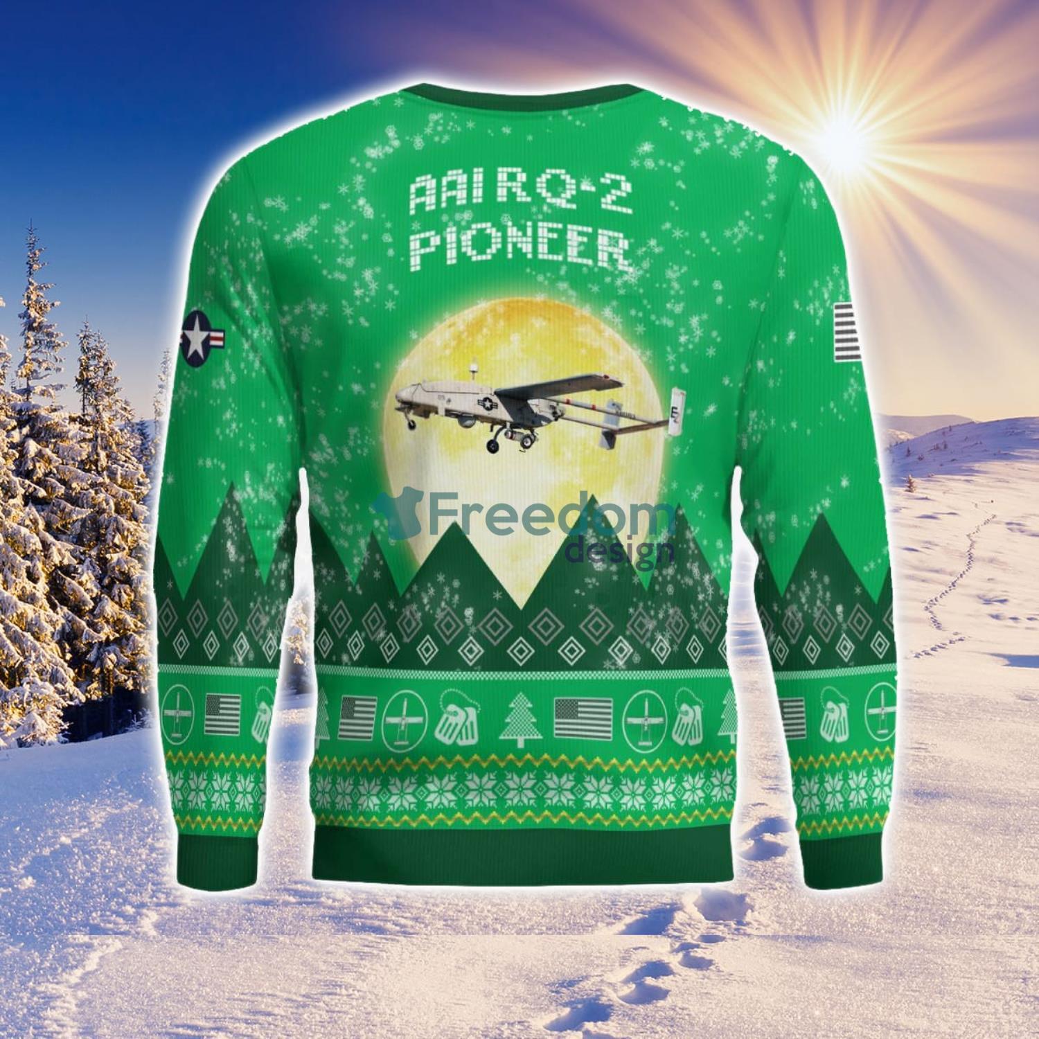 AAI RQ 2 Pioneer RQ2 Aircraft Moonlight Green Color 3D Ugly Christmas Sweater image AAI RQ-2 Pioneer RQ2 Aircraft Moonlight Green Color 3D Ugly Christmas Sweater Product Photo 3
