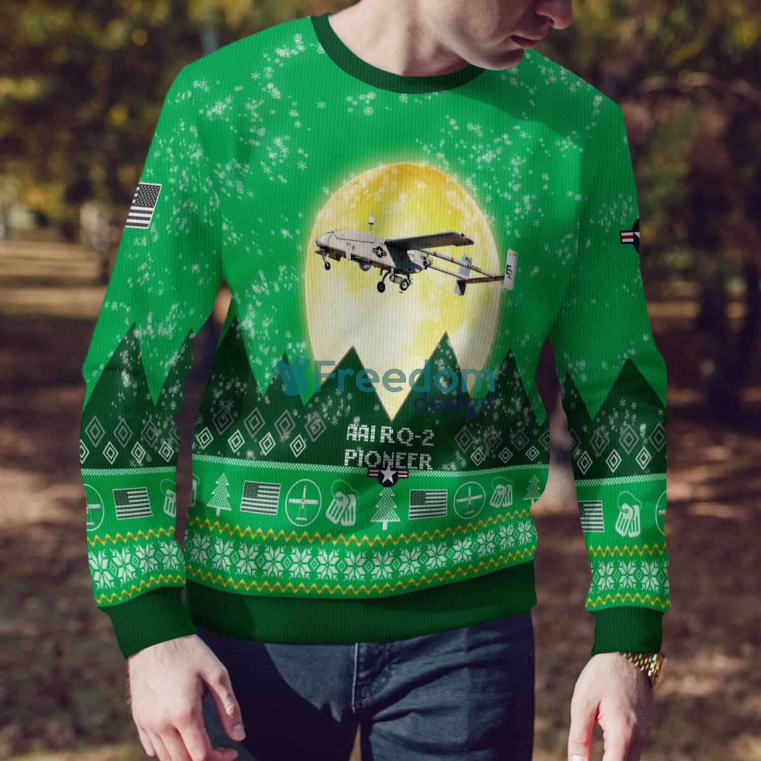 AAI RQ-2 Pioneer RQ2 Aircraft Moonlight Green Color 3D Ugly Christmas Sweater AAI RQ-2 Pioneer RQ2 Aircraft Moonlight Green Color 3D Ugly Christmas Sweater Product Photo 4