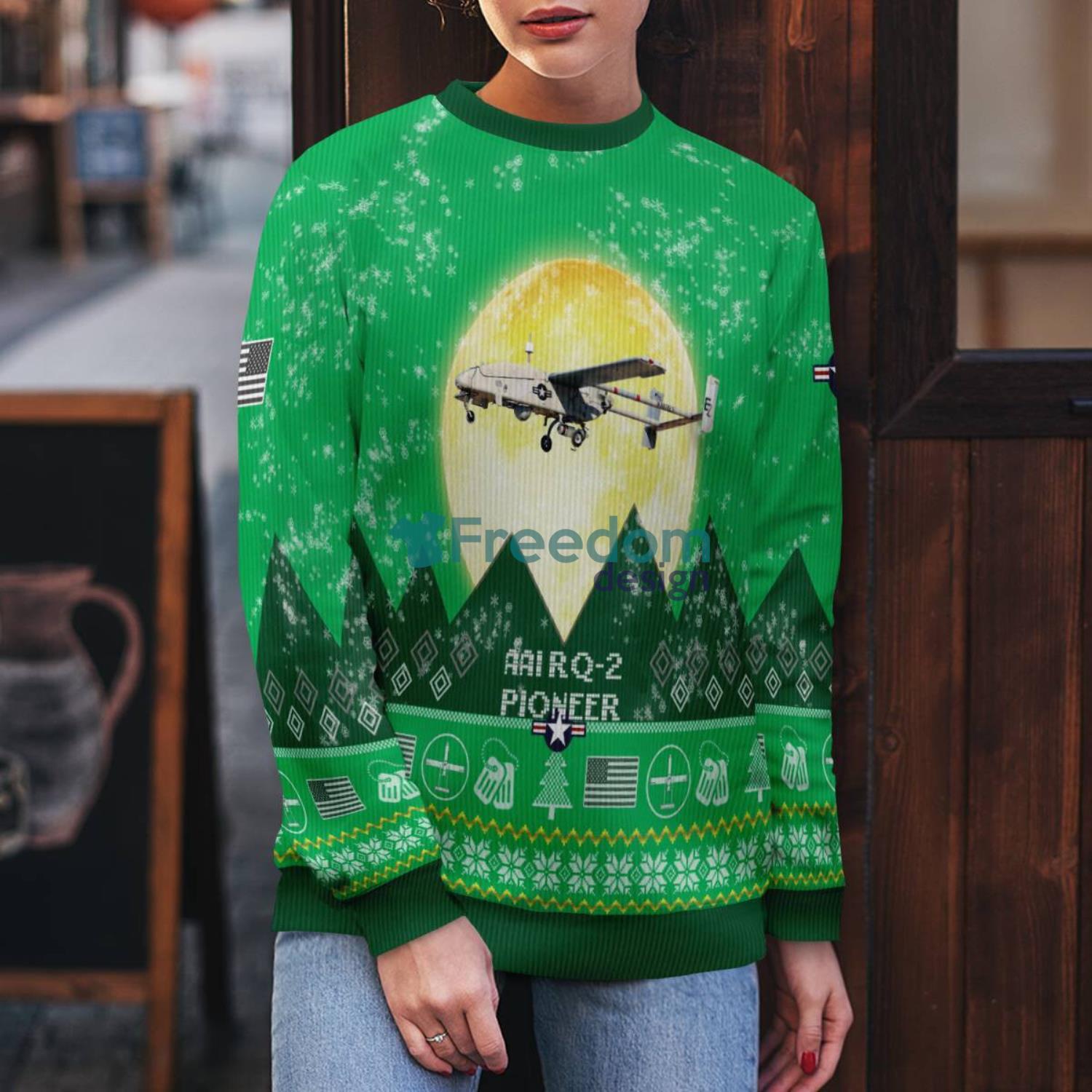 AAI RQ-2 Pioneer RQ2 Aircraft Moonlight Green Color 3D Ugly Christmas Sweater AAI RQ-2 Pioneer RQ2 Aircraft Moonlight Green Color 3D Ugly Christmas Sweater Product Photo 5