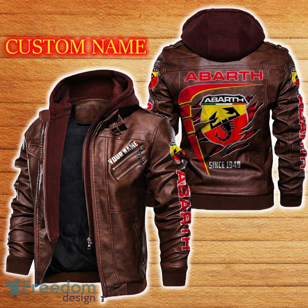 Abarth Leather Jacket Black And Brown Color Car Logo Trending All OVer Print Gift Fans Custom Name image Abarth Leather Jacket Black And Brown Color Car Logo Trending All OVer Print Gift Fans Custom Name - Abarth Leather Jacket Car For Fans_2