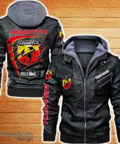 Abarth Leather Jacket Black And Brown Color Car Logo Trending All OVer Print Gift Fans Custom Name Abarth Leather Jacket Black And Brown Color Car Logo Trending All OVer Print Gift Fans Custom Name