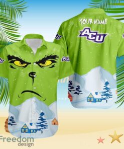 Abilene Christian Wildcats NCAA  Grinch Merry Merry Christmas House House Tropical Hawaiian Shirt Custom Name