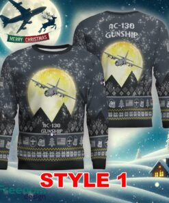 AC-130 Gunship AC130 Aircraft Moonlight Multi Color Ugly Christmas Sweater Gift For Men And Women AC-130 Gunship AC130 Aircraft Moonlight Multi Color Ugly Christmas Sweater Gift For Men And Women