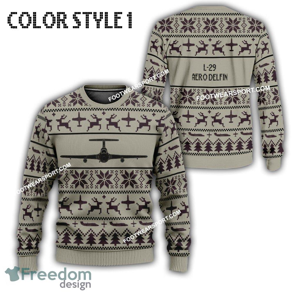 Aero L 29 Delfin L29 Aircraft US Air Force Ugly Christmas Sweater AOP Gift For Vetetan image Aero L-29 Delfin L29 Aircraft US Air Force Ugly Christmas Sweater AOP Gift For Vetetan - Aero L-29 Delfin L29 Aircraft Best Front Ugly Christmas Sweater Photo 1