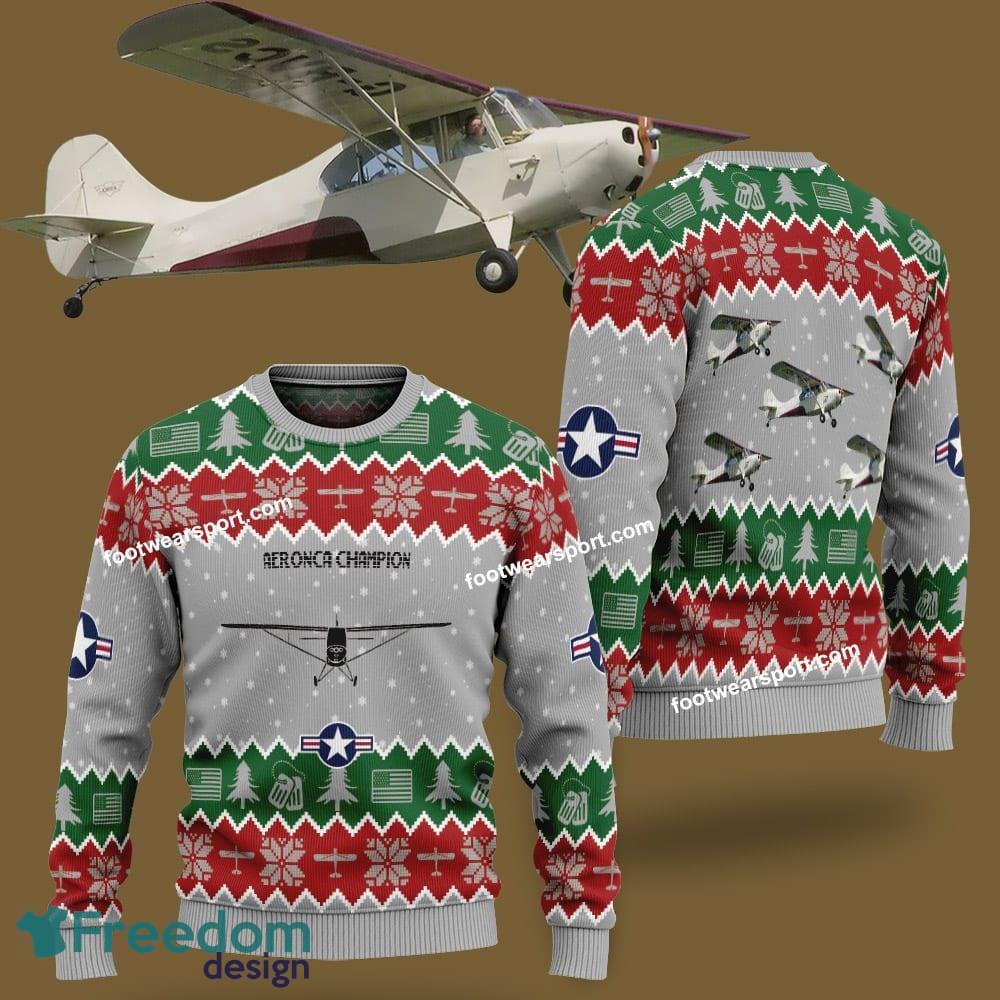 Aeronca Champion Aircraft US Air Force Knitted Christmas Sweater Gift Holidays image Aeronca Champion Aircraft US Air Force Knitted Christmas Sweater Gift Holidays - Aeronca Champion Aircraft US Air Force Knitted Christmas Sweater Gift Holidays