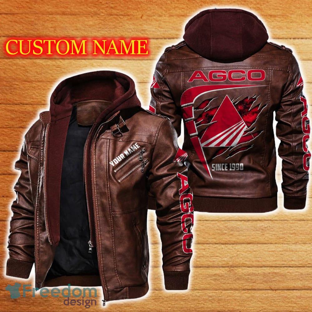AGCO Allis Leather Jacket Black And Brown Color Car Logo Trending All OVer Print Gift Fans Custom Name image AGCO Allis Leather Jacket Black And Brown Color Car Logo Trending All OVer Print Gift Fans Custom Name - AGCO Allis Leather Jacket Car For Fans_2