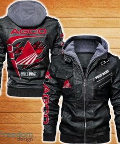 AGCO Allis Leather Jacket Black And Brown Color Car Logo Trending All OVer Print Gift Fans Custom Name