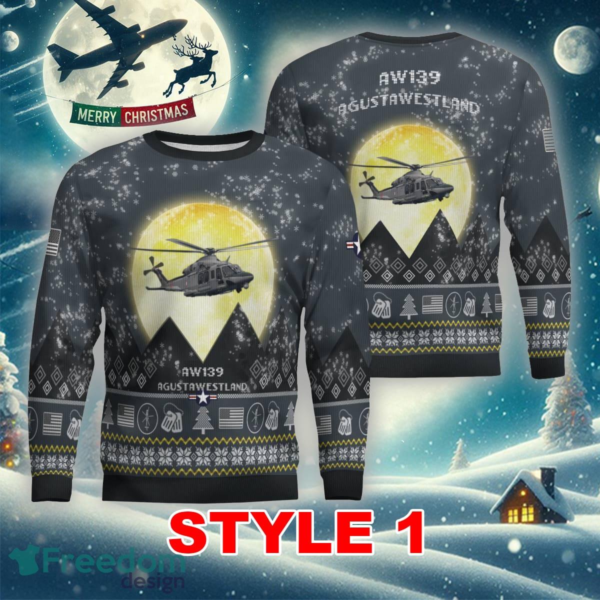 AgustaWestland AW139 Aircraft Moonlight Multi Color Ugly Christmas 3D Sweater Gift For Adult image AgustaWestland AW139 Aircraft Moonlight Multi Color Ugly Christmas 3D Sweater Gift For Adult - AgustaWestland AW139 Aircraft Moonlight Ugly Christmas Sweater_1