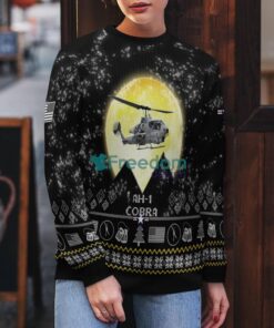AH-1 Cobra AH1 Aircraft Moonlight Black Ugly Christmas Sweater Veteran Sweater