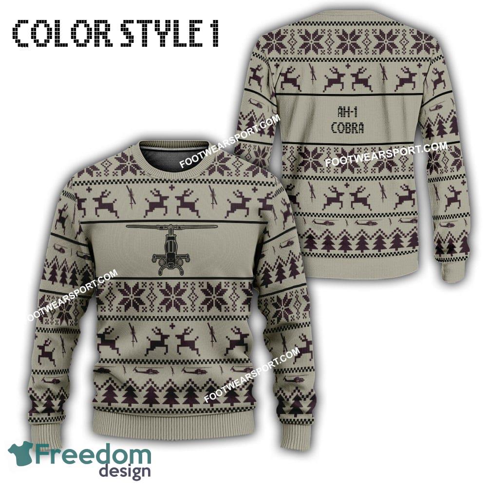 AH 1 Cobra AH1 Aircraft US Army Ugly Christmas Sweater AOP Gift For Vetetan image AH-1 Cobra AH1 Aircraft US Army Ugly Christmas Sweater AOP Gift For Vetetan - AH-1 Cobra AH1 Aircraft Best Front Ugly Christmas Sweater Photo 1