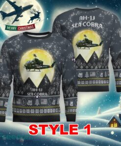 AH-1J SeaCobra AH1J Aircraft Moonlight Multi Color Knitted Xmas Sweater Gift For Men And Women AH-1J SeaCobra AH1J Aircraft Moonlight Multi Color Knitted Xmas Sweater Gift For Men And Women