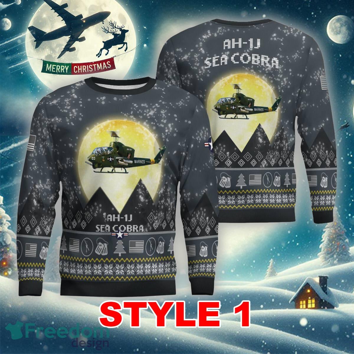 AH 1J SeaCobra AH1J Aircraft Moonlight Multi Color Knitted Xmas Sweater Gift For Men And Women image AH-1J SeaCobra AH1J Aircraft Moonlight Multi Color Knitted Xmas Sweater Gift For Men And Women - AH-1J SeaCobra AH1J Aircraft Moonlight Ugly Christmas Sweater_1