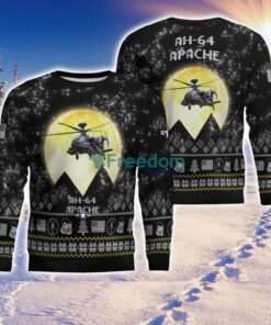 AH-64 Apache AH64 Aircraft Moonlight Black Ugly Christmas Sweater Veteran Sweater Product Photo 2