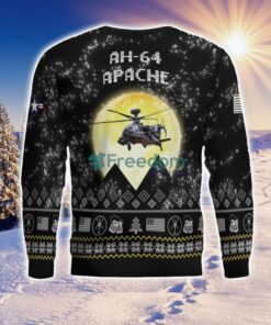 AH 64 Apache AH64 Aircraft Moonlight Black Ugly Christmas Sweater Veteran Sweater image AH-64 Apache AH64 Aircraft Moonlight Black Ugly Christmas Sweater Veteran Sweater Product Photo 4