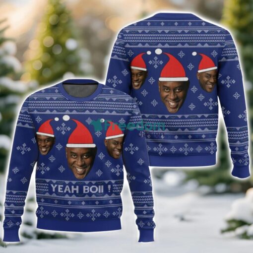 Ainsley Harriot meme “Yeah Bowi”, Christmas Ugly Sweater 3D Printed Sweater Christmas Gift Blue Product Photo 1