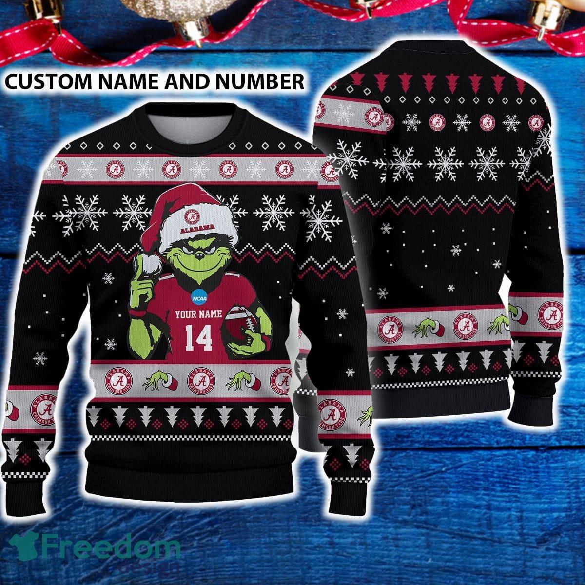 Alabama Crimson Tide 3D Ugly Christmas Sweater Grinch Funny Custom Number And Name image Alabama Crimson Tide 3D Ugly Christmas Sweater Grinch Funny Custom Number And Name - Alabama Crimson Tide 3D Ugly Christmas Sweater Grinch Funny Custom Number And Name