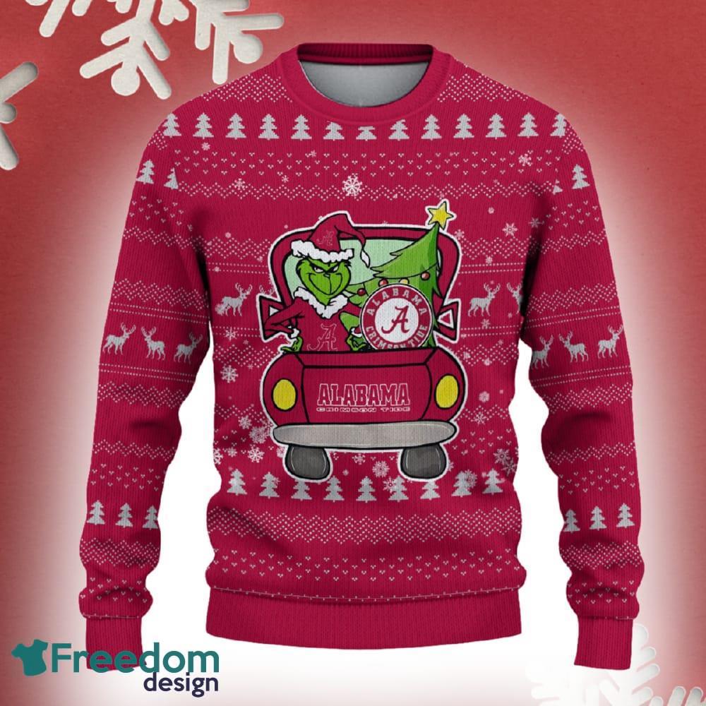 Alabama Crimson Tide Grinch Driving Funny 3D Ugly Christmas Sweater For Men Women image Alabama Crimson Tide Grinch Driving Funny 3D Ugly Christmas Sweater For Men Women - Alabama Crimson Tide Christmas Sweater Grinch Driving Photo 2