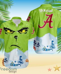 Alabama Crimson Tide NCAA  Grinch Merry Merry Christmas House House Tropical Hawaiian Shirt Custom Name