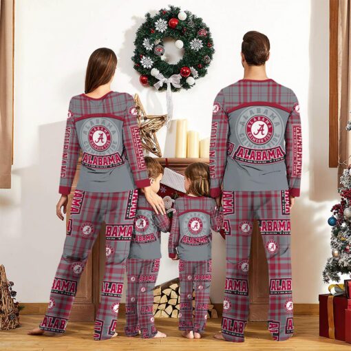 Alabama Crimson Tide Pajamas Set Gift For Family Custom Name Football Team Christmas Holiday Gift Product Photo 2