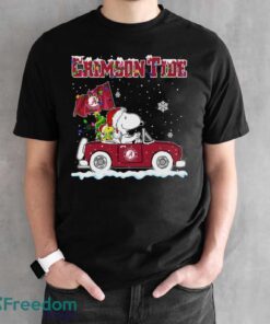 Alabama Crimson Tide Snoopy And Woodstock Driving Car Cute Snoopy Limited Edition Shirt - Black Unisex T-Shirt