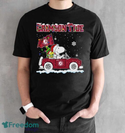 Alabama Crimson Tide Snoopy And Woodstock Driving Car Cute Snoopy Limited Edition Shirt - Black Unisex T-Shirt