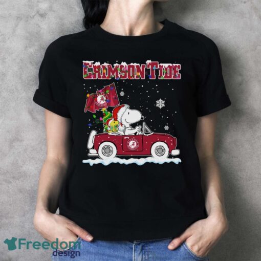 Alabama Crimson Tide Snoopy And Woodstock Driving Car Cute Snoopy Limited Edition Shirt - Ladies T-Shirt