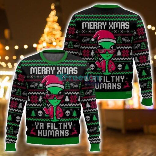 Alien Ya filthy Humans Christmas Ugly Sweater 3D Printed Sweater Christmas Gift Product Photo 1