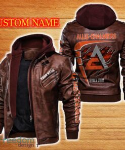 Allis Chalmers Leather Jacket Black And Brown Color Car Logo Trending All OVer Print Gift Fans Custom Name - Allis Chalmers Leather Jacket Car For Fans_2