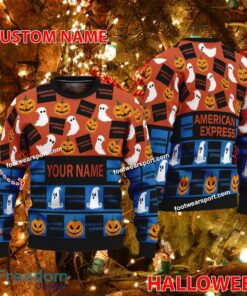 American Express Personalized Logo Pattern Ugly Christmas Sweater Gift For Men And Women