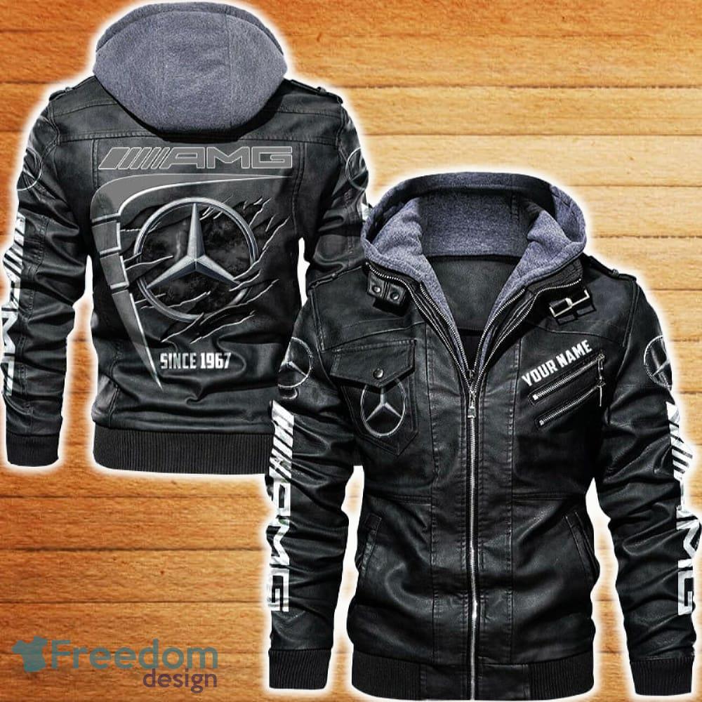 AMG Leather Jacket Black And Brown Color Car Logo Trending All OVer Print Gift Fans Custom Name image AMG Leather Jacket Black And Brown Color Car Logo Trending All OVer Print Gift Fans Custom Name - AMG Leather Jacket Car For Fans_1