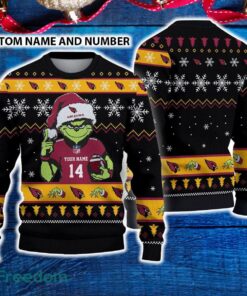 Arizona Cardinals 3D Ugly Christmas Sweater Grinch Funny Custom Number And Name
