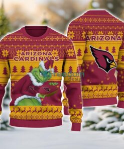 Arizona Cardinals Grinch Ugly Christmas Sweater With Team Logo 3D Printed Christmas Sweater Gift