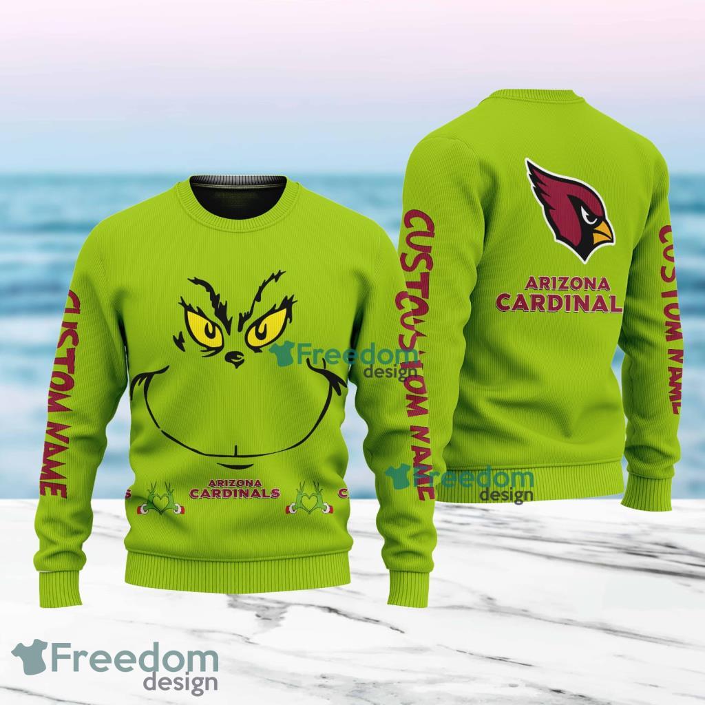 Arizona Cardinals NFL Ginch Face Funny Custom Name Ugly Sweater Merry Chistmas Gift For Fans image Arizona Cardinals NFL Ginch Face Funny Custom Name Ugly Sweater Merry Chistmas Gift For Fans Product Photo 1