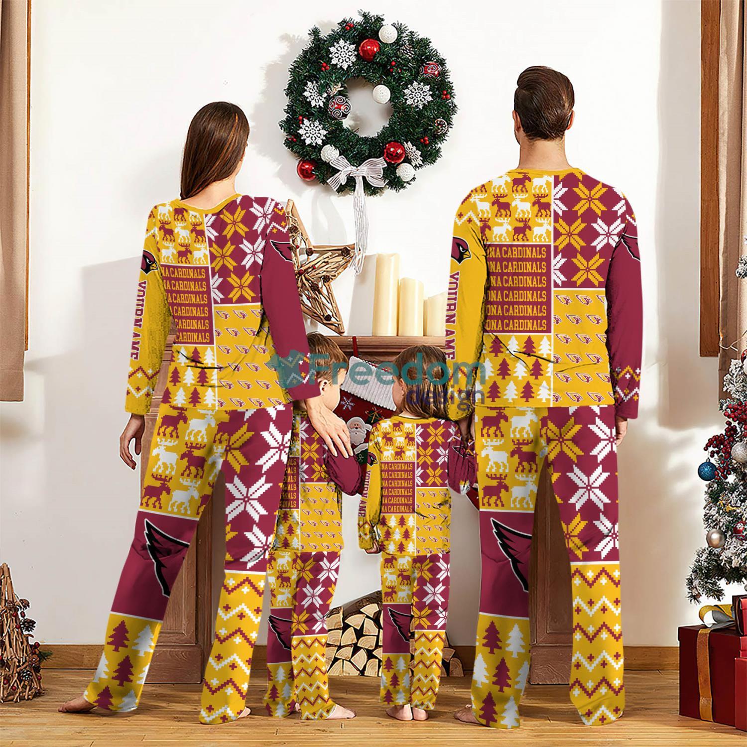 Arizona Cardinals Pajamas Set Christmas snowflake pattern Cute Pajamas For Family Christmas Gift Ideas Custom Name image Arizona Cardinals Pajamas Set Christmas snowflake pattern Cute Pajamas For Family Christmas Gift Ideas Custom Name Product Photo 2