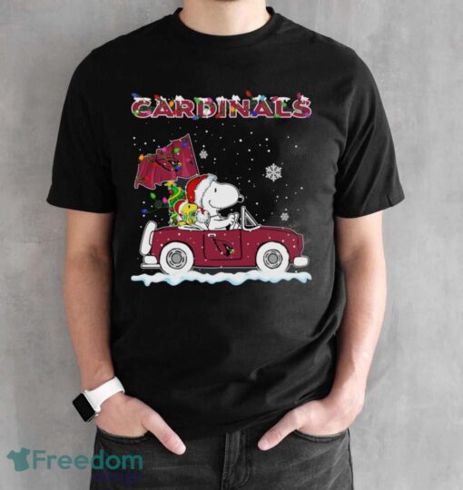 Arizona Cardinals Snoopy And Woodstock Driving Car Cute Snoopy Limited Edition Shirt - Black Unisex T-Shirt