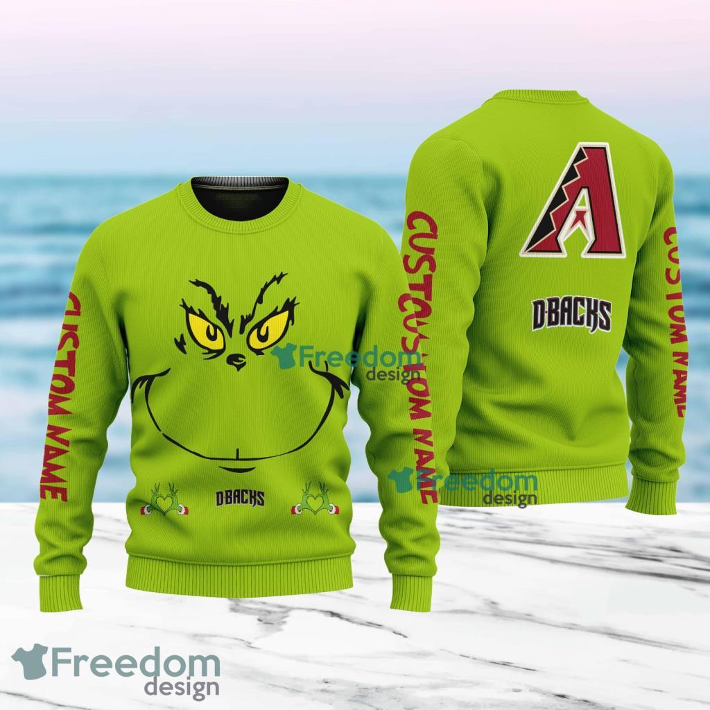 Arizona Diamondbacks MLB Ginch Face Funny Custom Name Ugly Sweater Merry Chistmas Gift For Fans image Arizona Diamondbacks MLB Ginch Face Funny Custom Name Ugly Sweater Merry Chistmas Gift For Fans Product Photo 1